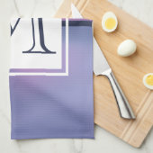 パープルモダン&ピンク渦巻き抽象芸術モノグラム キッチンタオル (四つ折り)