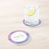 パープルモダン&ピンク渦巻き抽象芸術モノグラム コースター (側面)