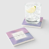 パープルモダン&ピンク渦巻き抽象芸術モノグラム ストーンコースター (横)