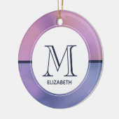 パープルモダン&ピンク渦巻き抽象芸術モノグラム セラミックオーナメント (左)