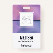 パープルモダン&ピンク渦巻き抽象芸術モノグラム バッジ (正面)