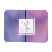 パープルモダン&ピンク渦巻き抽象芸術モノグラム マグネット (横)