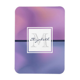 パープルモダン&ピンク渦巻き抽象芸術モノグラム マグネット