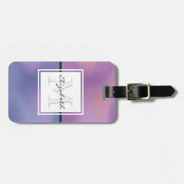 パープルモダン&ピンク渦巻き抽象芸術モノグラム ラゲッジタグ