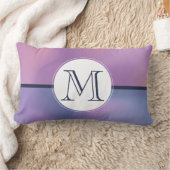 パープルモダン&ピンク渦巻き抽象芸術モノグラム ランバークッション (ブランケット)