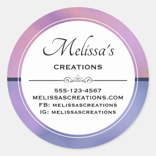 パープルモダン&ピンク渦巻き抽象芸術事業 ラウンドシール (正面)