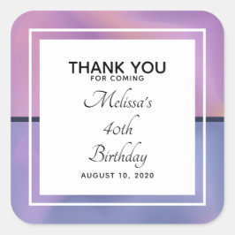 パープルモダン&ピンク渦巻き抽象芸術誕生日 スクエアシール