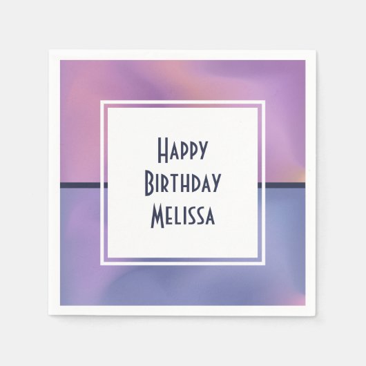 パープルモダン&ピンク渦巻き抽象芸術誕生日 スタンダードカクテルナプキン (正面)