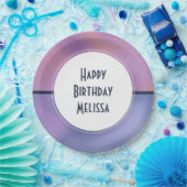 パープルモダン&ピンク渦巻き抽象芸術誕生日 ペーパープレート (パーティー)