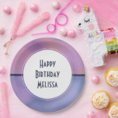 パープルモダン&ピンク渦巻き抽象芸術誕生日 ペーパープレート (パーティー)