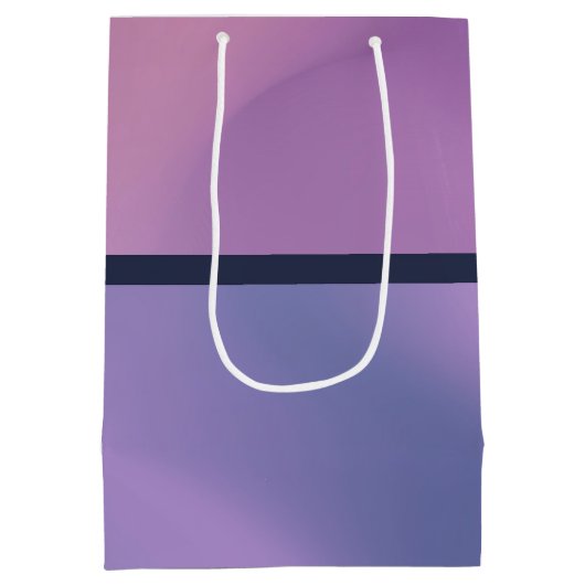 パープルモダン&ピンク渦巻き抽象芸術誕生日 ミディアムペーパーバッグ (裏面)