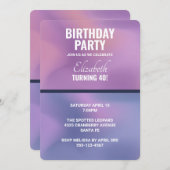 パープルモダン&ピンク渦巻き抽象芸術誕生日 招待状 (正面/裏面)
