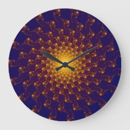 パープルモダン/ブルーサンフラクタル ラージ壁時計