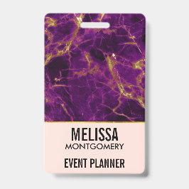 パープルモダン&金ゴールド抽象芸術マーブルビジネス バッジ