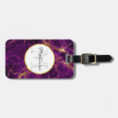 パープルモダン&金ゴールド抽象芸術マーブルモノグラム ラゲッジタグ (正面横)