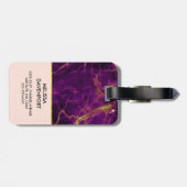 パープルモダン&金ゴールド抽象芸術マーブルモノグラム ラゲッジタグ (裏面横)