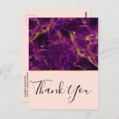 パープルモダン&金ゴールド抽象芸術大理石ありがとう ポストカード (正面/裏面)
