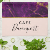 パープルモダン&金ゴールド抽象芸術大理石 キッチンタオル (折り畳み)