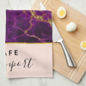 パープルモダン&金ゴールド抽象芸術大理石 キッチンタオル (四つ折り)