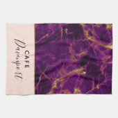 パープルモダン&金ゴールド抽象芸術大理石 キッチンタオル (横)