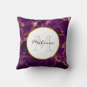 パープルモダン&金ゴールド抽象芸術大理石 クッション (裏面)