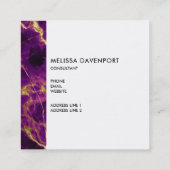 パープルモダン&金ゴールド抽象芸術大理石 スクエア名刺 (裏面)