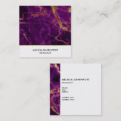 パープルモダン&金ゴールド抽象芸術大理石 スクエア名刺 (正面/裏面)