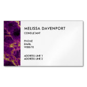 パープルモダン&金ゴールド抽象芸術大理石 マグネット名刺 (正面)