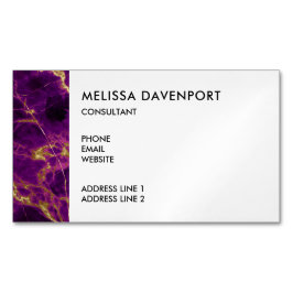 パープルモダン&金ゴールド抽象芸術大理石 マグネット名刺