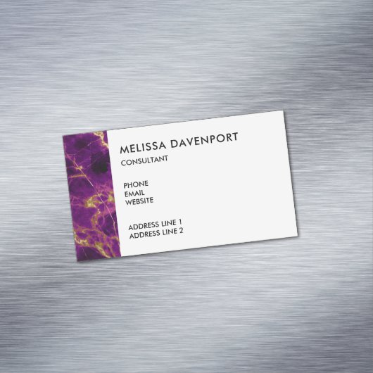 パープルモダン&金ゴールド抽象芸術大理石 マグネット名刺 (インサイチュ)