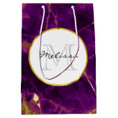 パープルモダン&金ゴールド抽象芸術大理石 ミディアムペーパーバッグ (正面)