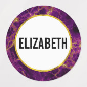 パープルモダン&金ゴールド抽象芸術大理石 ラベル (デザイン1)