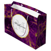 パープルモダン&金ゴールド抽象芸術大理石 ラージペーパーバッグ (裏面アングル)