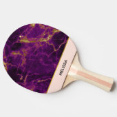 パープルモダン&金ゴールド抽象芸術大理石 卓球ラケット (横)