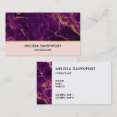 パープルモダン&金ゴールド抽象芸術大理石 名刺 (正面/裏面)