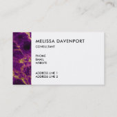 パープルモダン&金ゴールド抽象芸術大理石 名刺 (裏面)