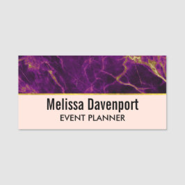パープルモダン&金ゴールド抽象芸術大理石 名札