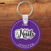 パープルモダンIドゥ爪、 ネイルネイリストキーチェーン キーホルダー (正面)