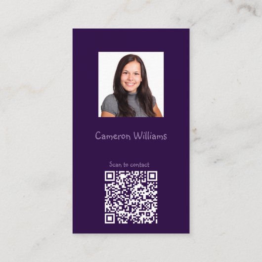パープルモダンQRコードのソーシャルに会えて素敵 名刺 (裏面)