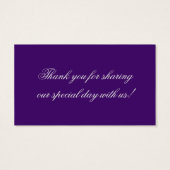 パープルモノグラムのとシルバーのダマスクメッセージカード (裏面)