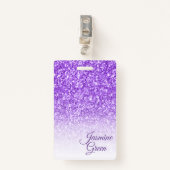 パープルモノグラムのグリッター バッジ (正面クリップ)