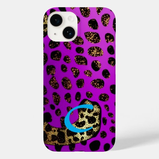 パープルモノグラムのチータヒョウグリッター Case-Mate iPhoneケース (裏面)