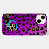 パープルモノグラムのチータヒョウグリッター Case-Mate iPhoneケース (裏面 (横))