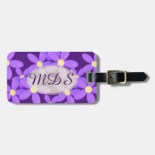 パープルモノグラムのデイジーフローララゲージタグ ラゲッジタグ (正面横)