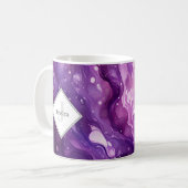 パープルモノグラムのフルード鮮やかアートパープル コーヒーマグカップ (正面左)
