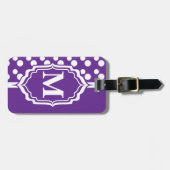 パープルモノグラムの水玉模様ラベル ラゲッジタグ (正面横)