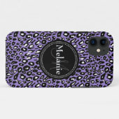 パープルモノグラムの白黒ヒョウ柄 Case-Mate iPhoneケース (裏面(横))