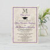 パープルモノグラムリースクラシックカレッジ卒業 招待状 (スタンド正面)