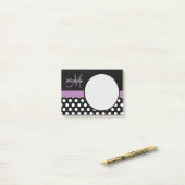 パープルモノグラム白黒水玉模様 ポストイット (デスク上)