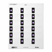 パープルモノグラム白黒水玉模様 ラベル (フルシート)